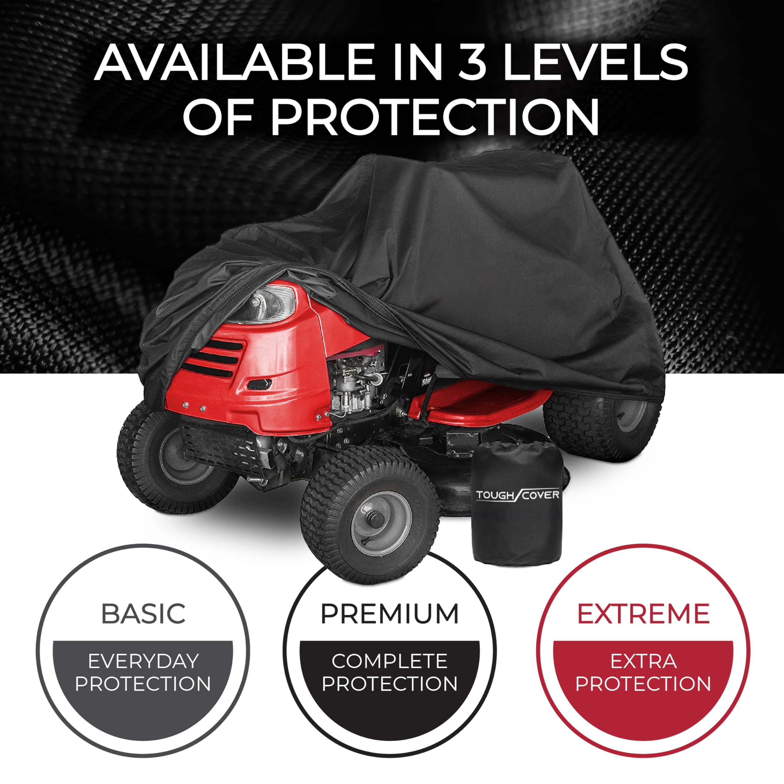 Tough Cover packed in carrying bag for convenient transport and storage