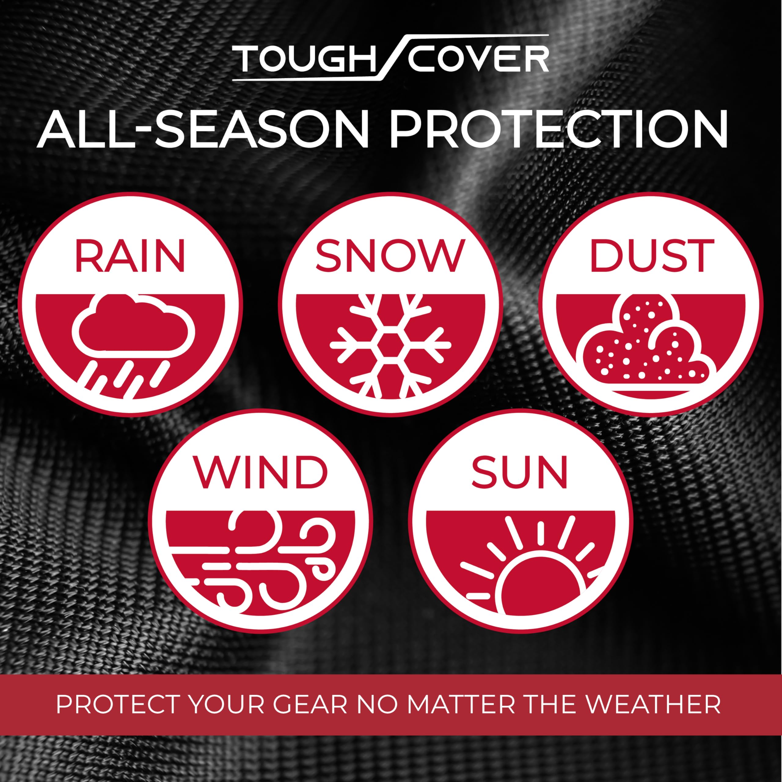 Tough Cover label and reinforced seams detail highlighting durable construction