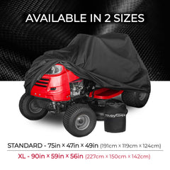 Tough Cover in use over a zero-turn mower offering waterproof shelter