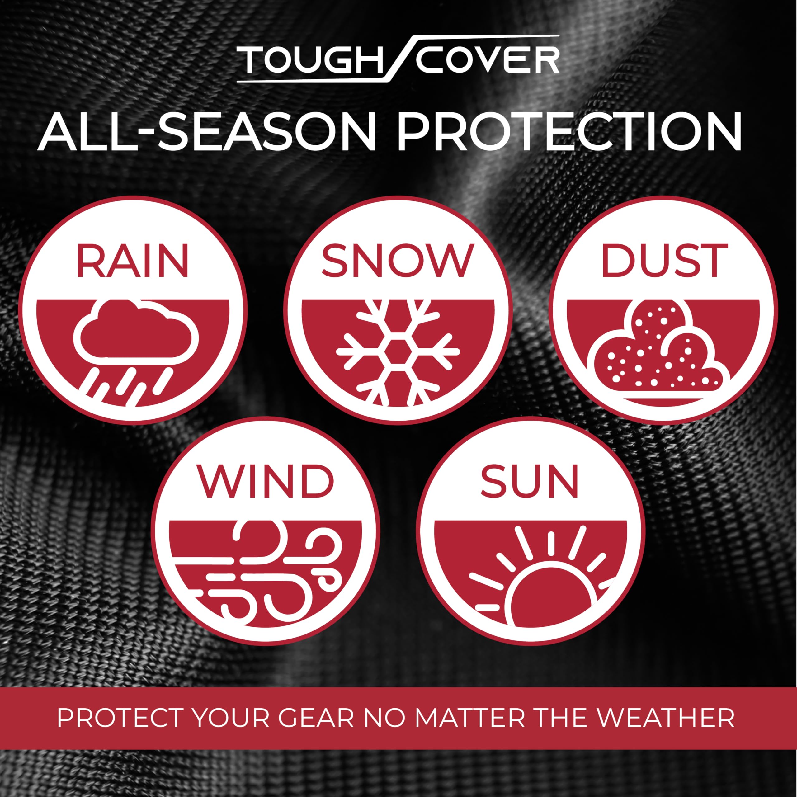 Tough Cover side view over mower demonstrating full coverage and protection