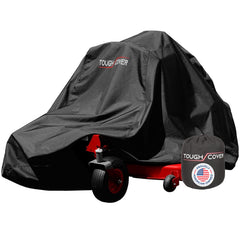 Tough Cover front view on mower showing full coverage and weather protection