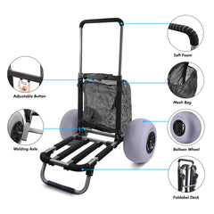 TOURFUN folded beach dolly compact in trunk for easy storage