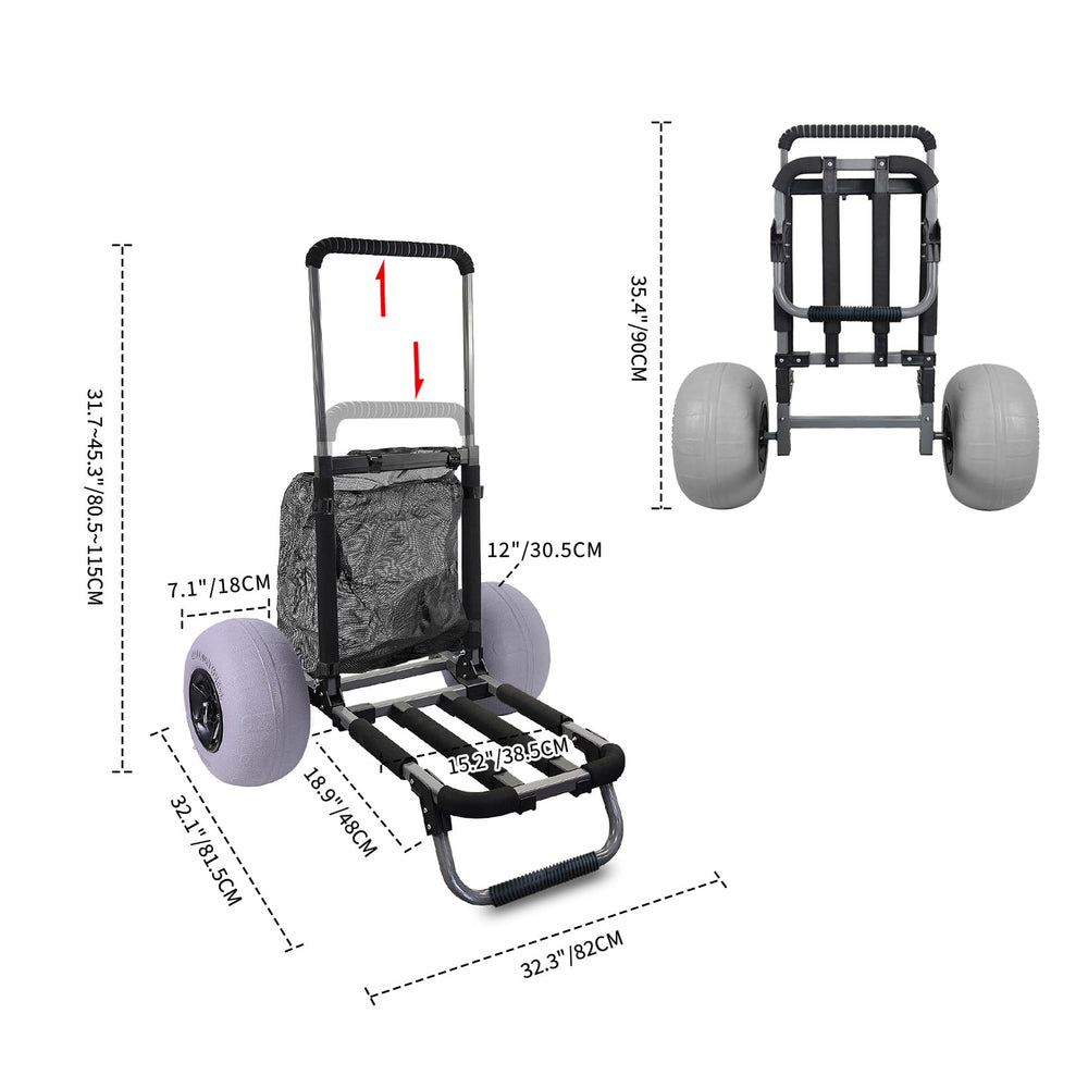TOURFUN adjustable telescoping handle extended to 45 inches for comfort