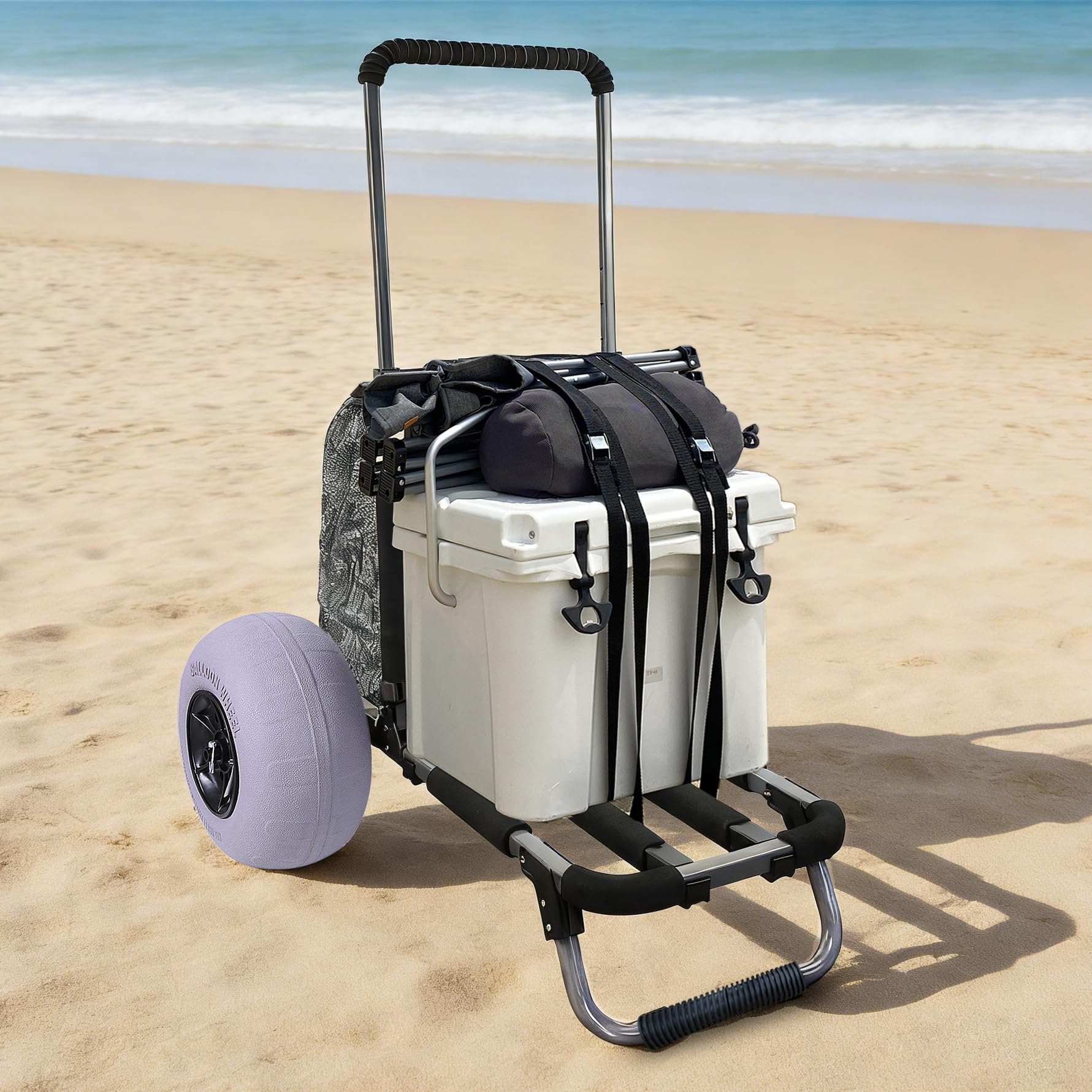 TOURFUN close-up of 12-inch balloon wheel for smooth sand rolling