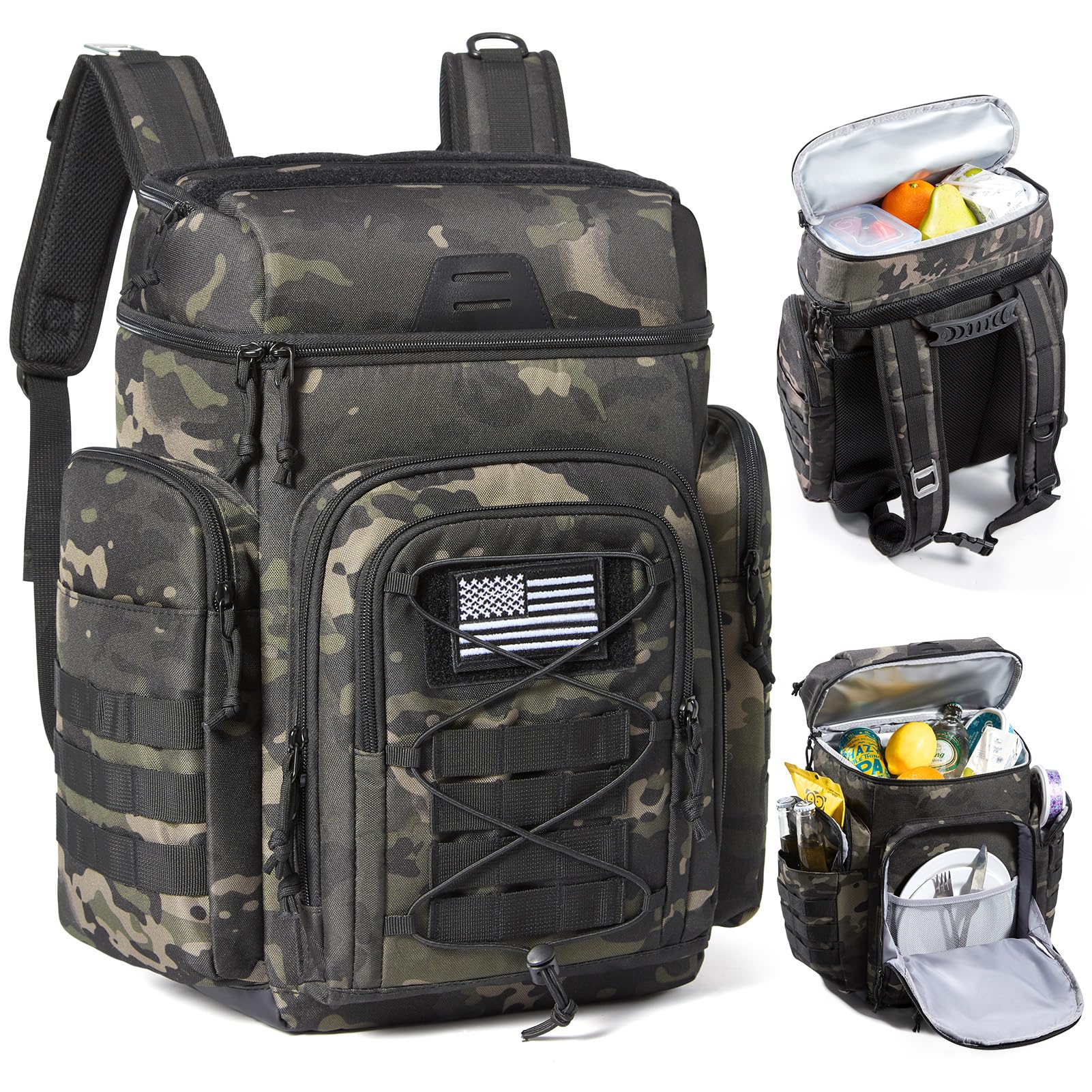TOURIT front view showing packed cooler and organized pockets for quick access