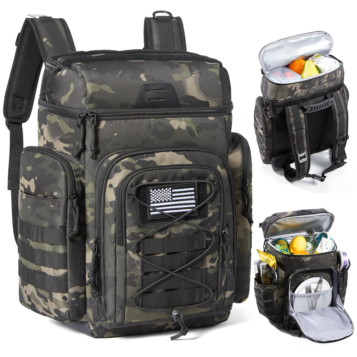 TOURIT front view showing packed cooler and organized pockets for quick access