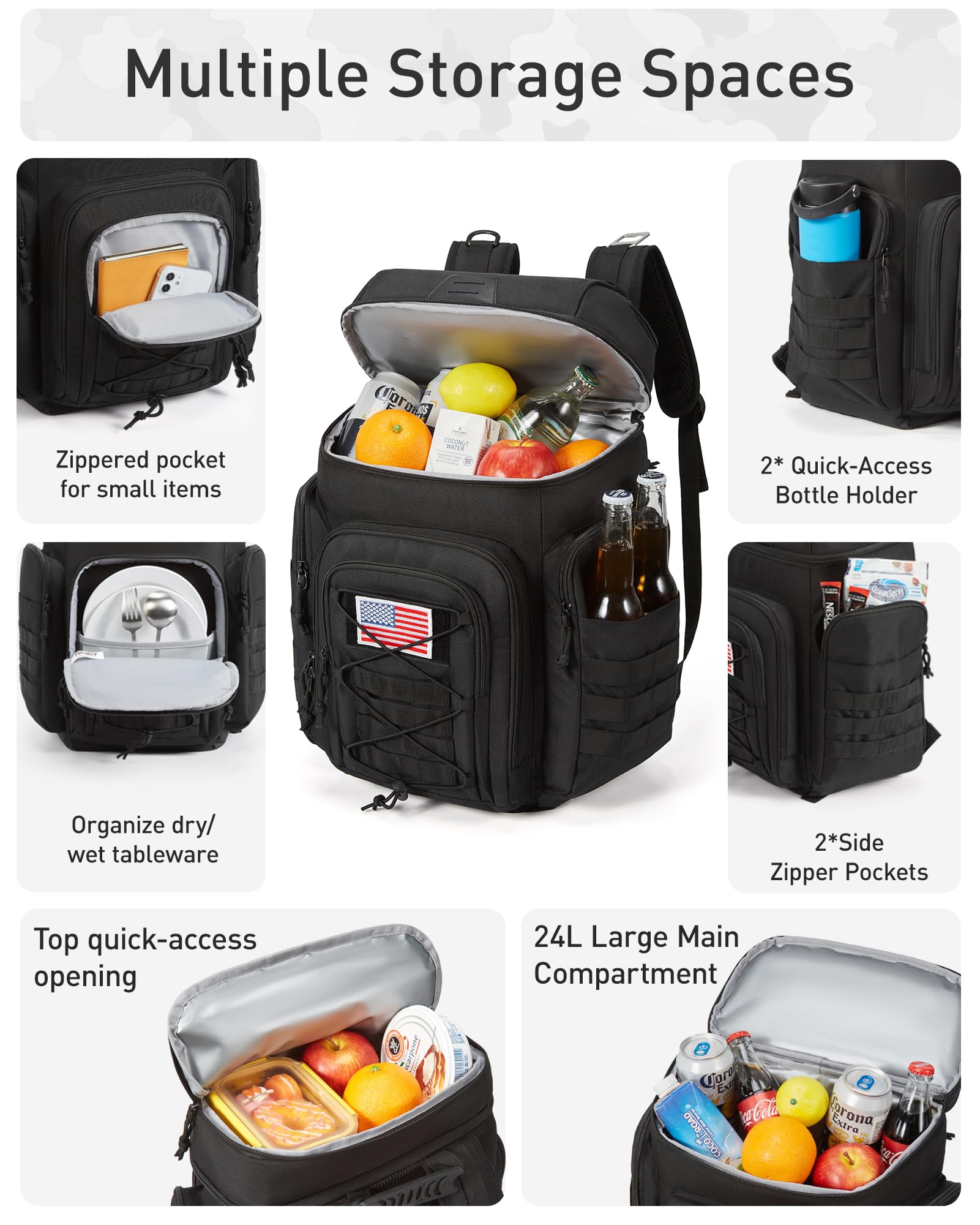 TOURIT MOLLE webbing and Velcro panel showing customizable gear attachment options