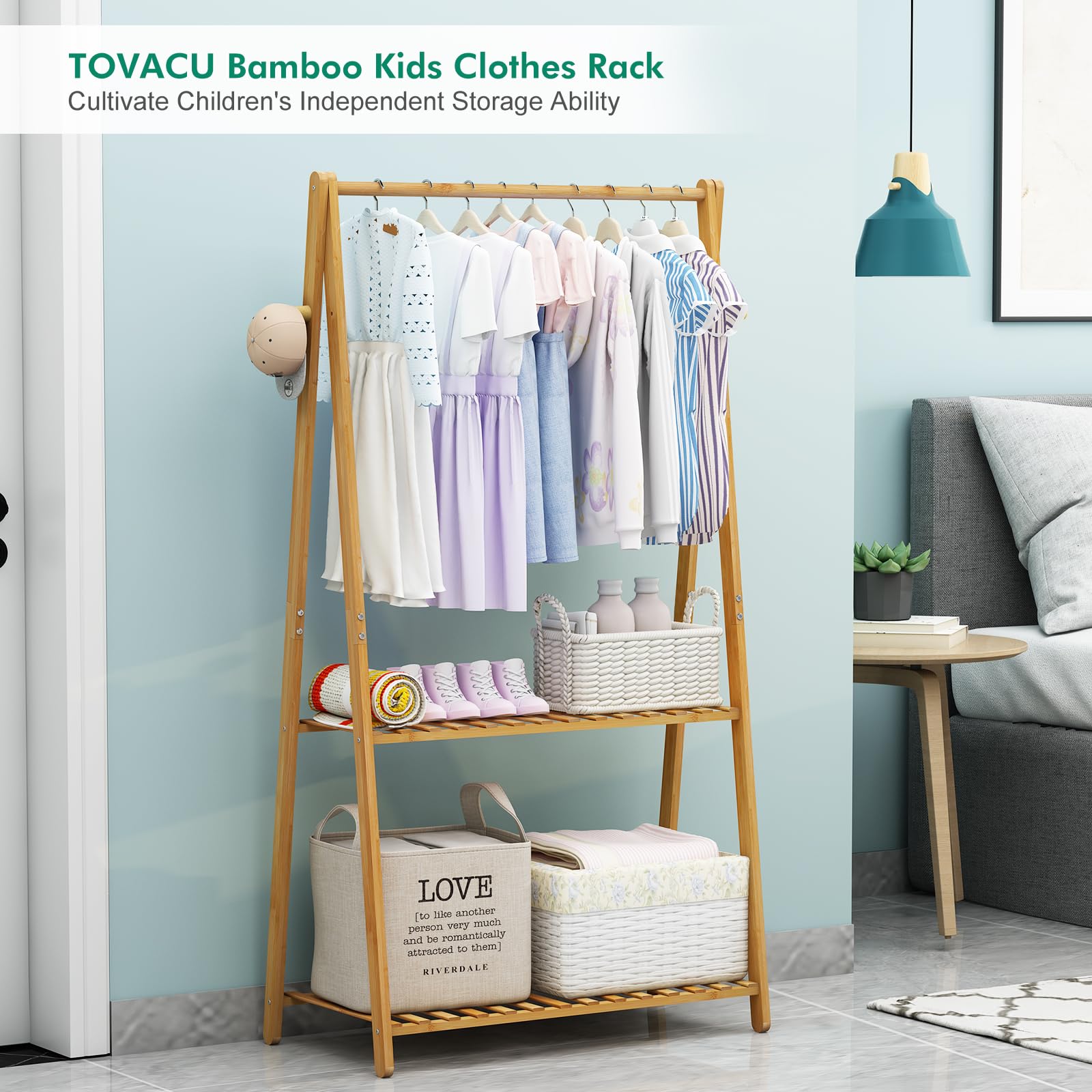 Tovacu widened bottom shelf supporting a heavy flowerpot for stability