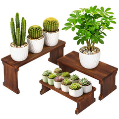 Tovacu front view tabletop plant stand showcasing organized pots and space saving