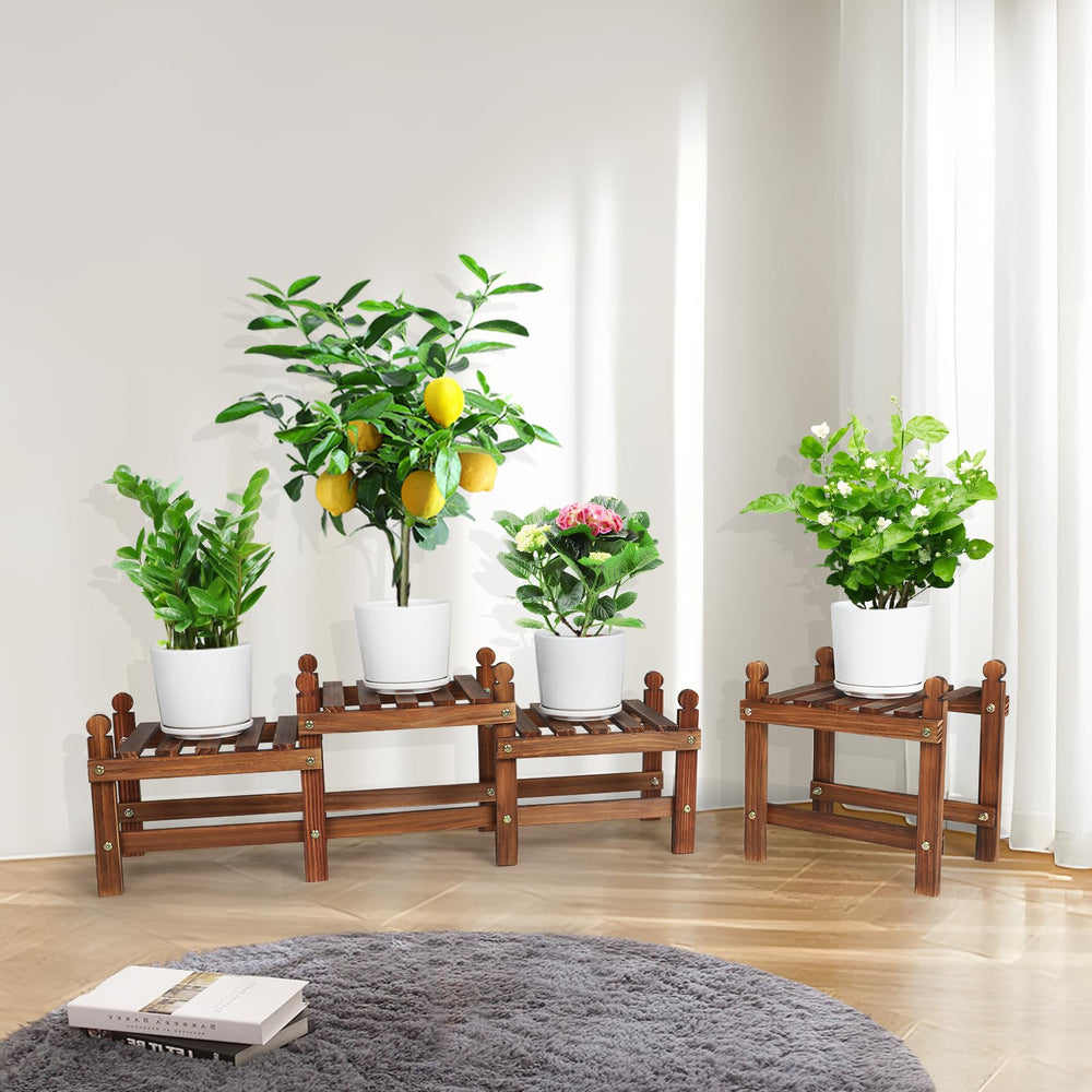 Tovacu plant stand next to medium pots showing scale and multi-pot capacity