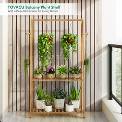 Tovacu top hanging rod with three planters demonstrating space-saving benefit