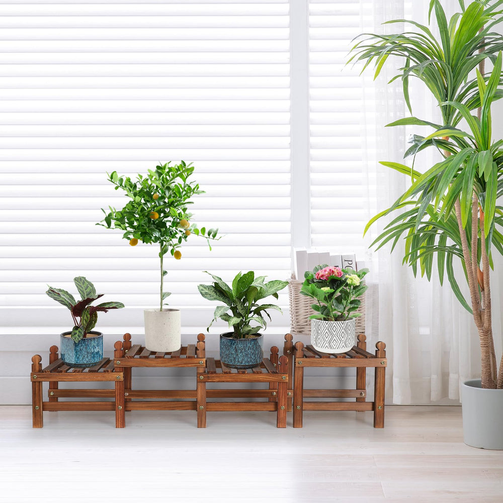 Tovacu plant stand on a balcony demonstrating space-saving display and airflow benefit