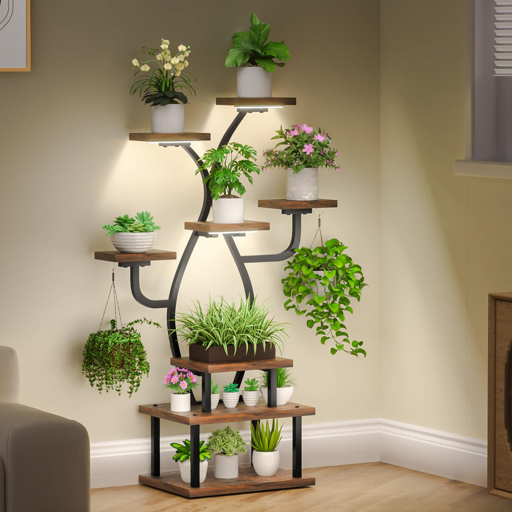 Tovve grow lights glowing at night showing automated lighting convenience