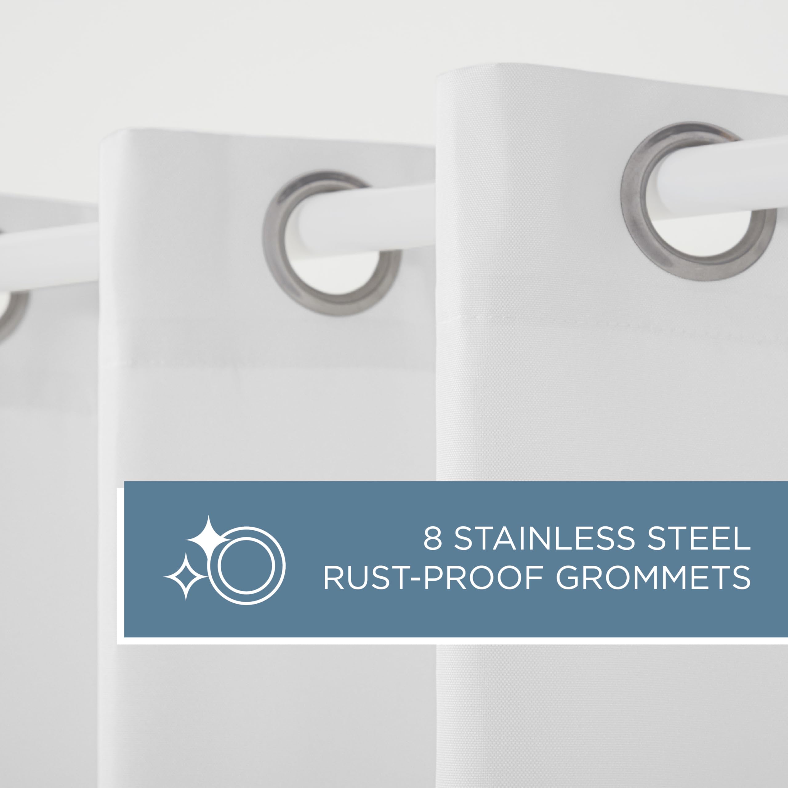 TOWN & COUNTRY BASICS folded curtains in storage emphasizing easy care and compactness