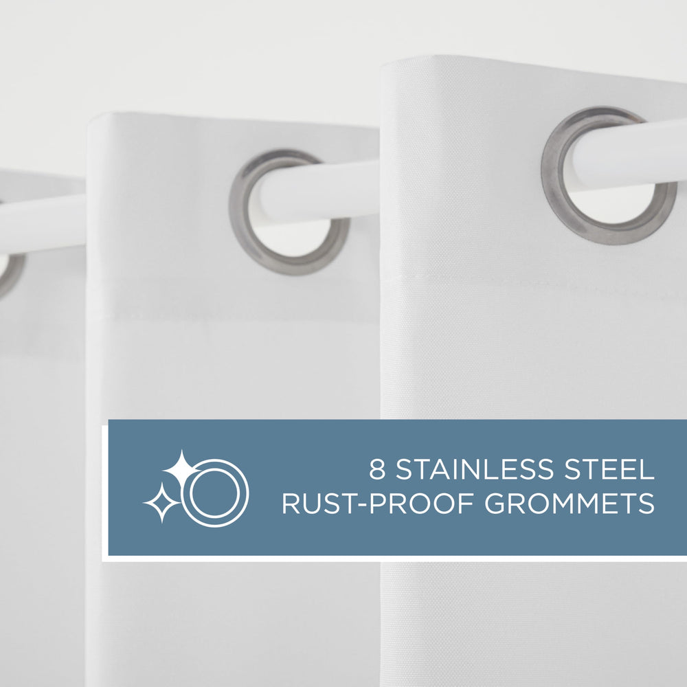 TOWN & COUNTRY BASICS folded curtains in storage emphasizing easy care and compactness