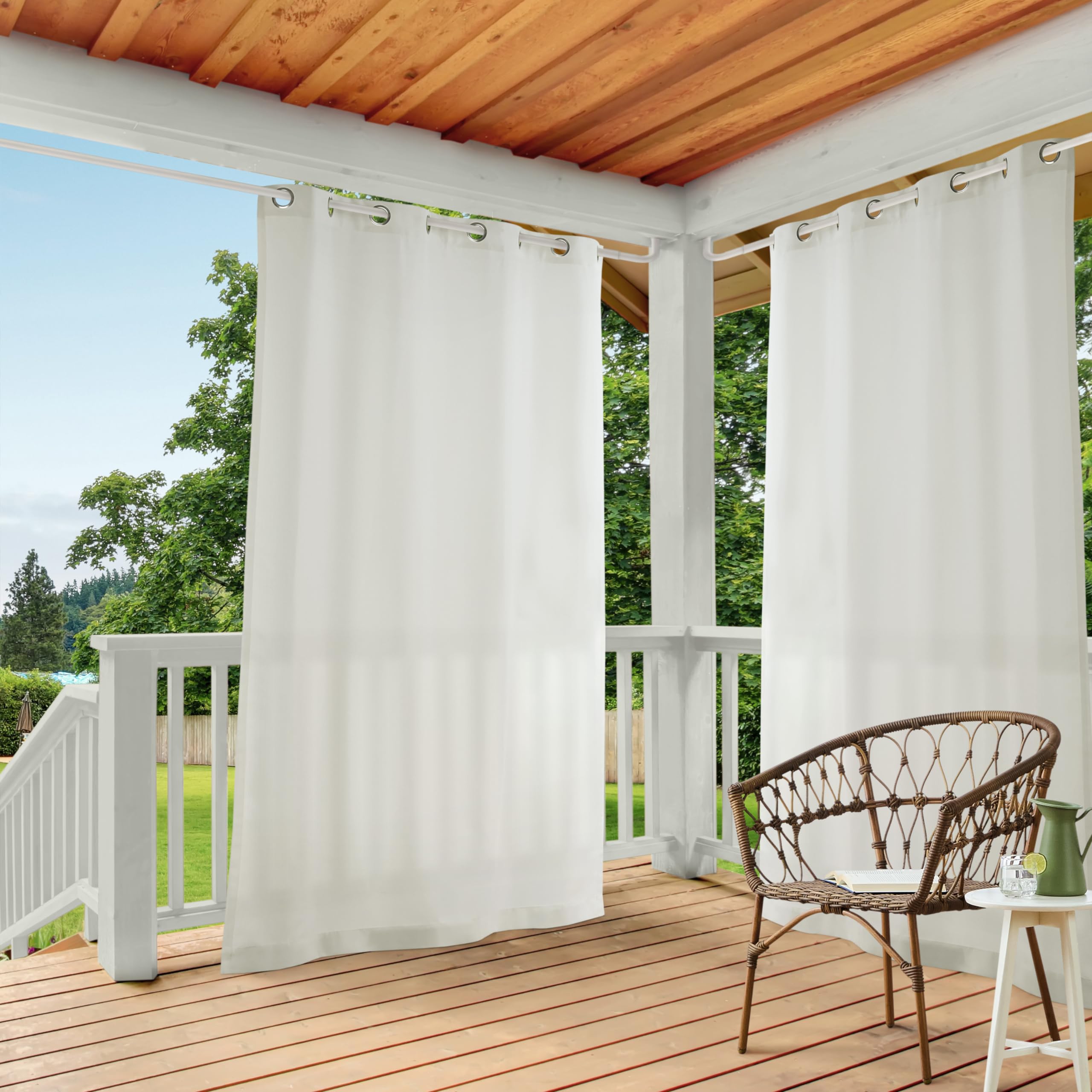 TOWN & COUNTRY BASICS front view of packaged 2-pack curtain set showing vanilla color and size