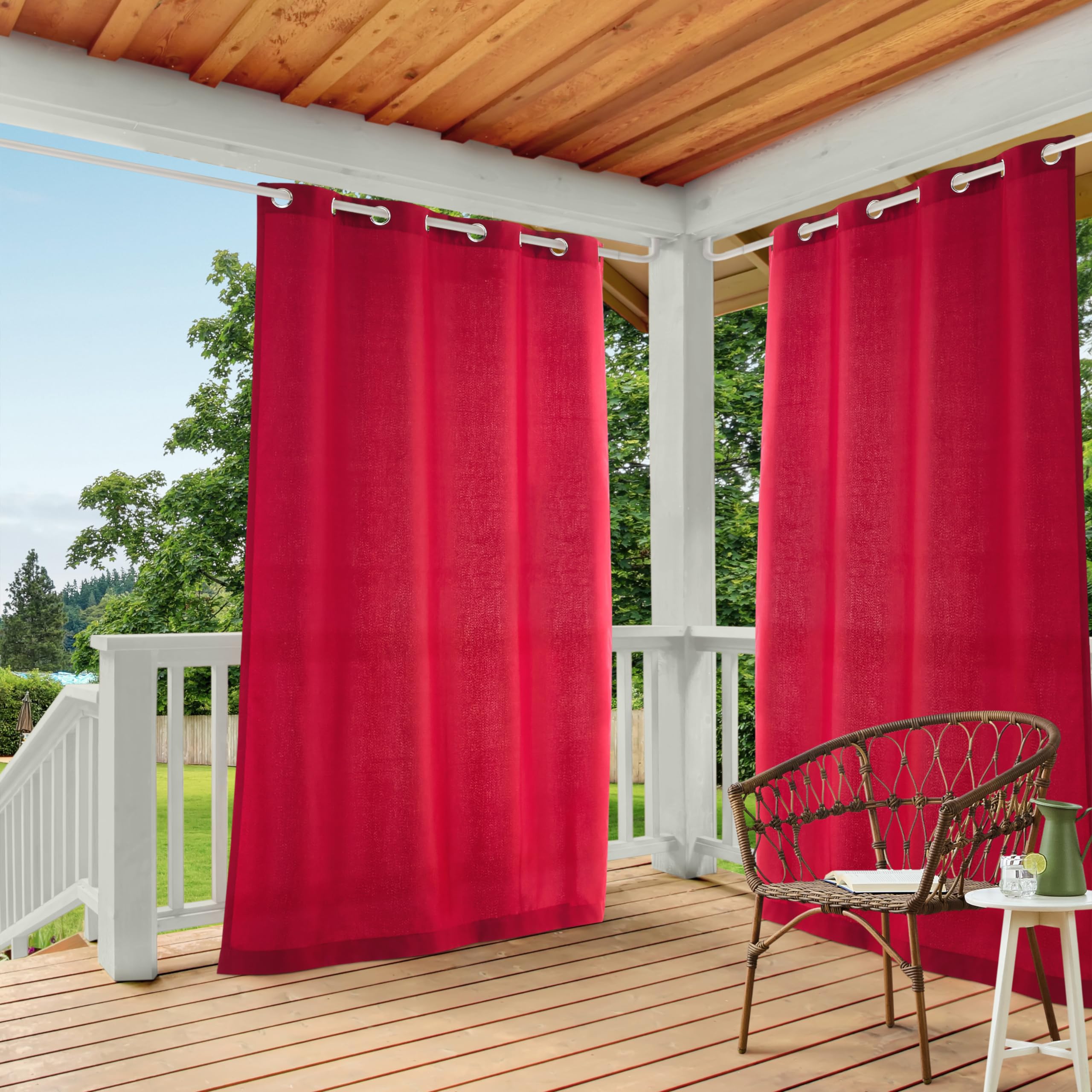 TOWN & COUNTRY BASICS front view of radiant red curtain panels showing bold color and neat drape