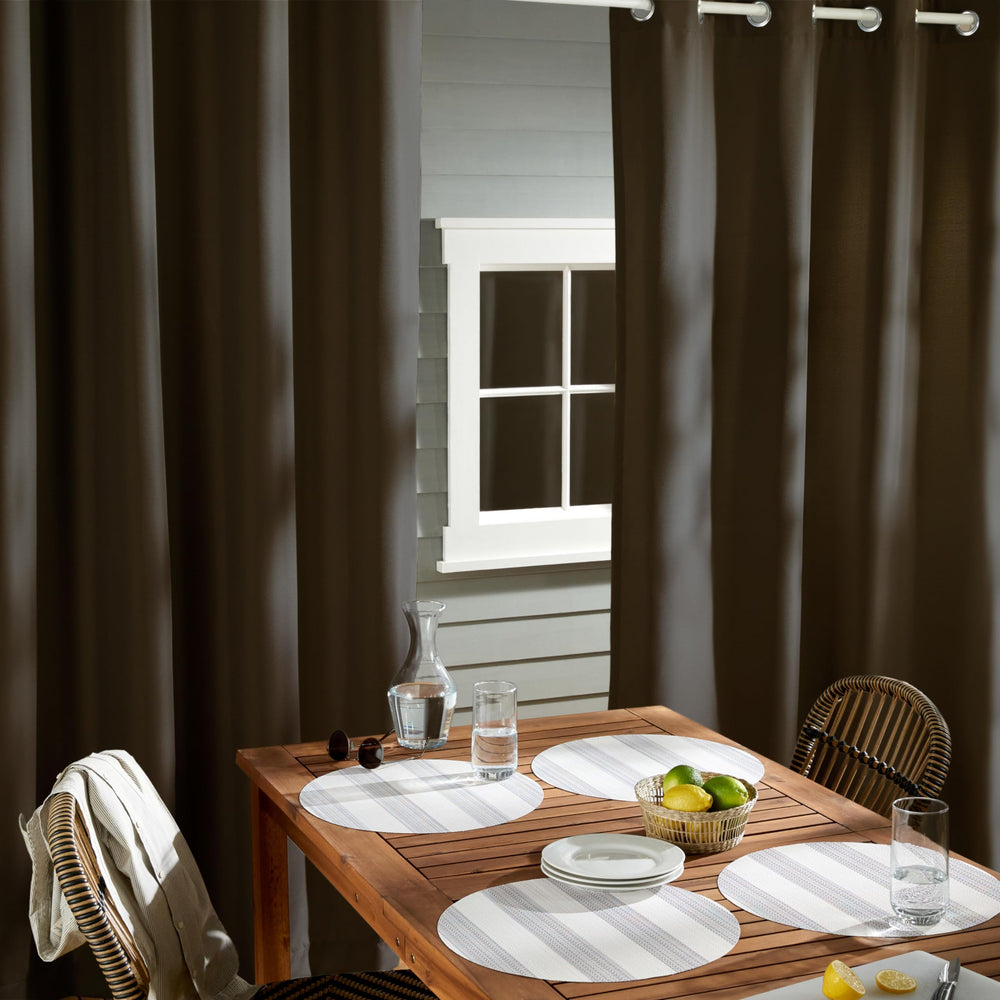 TOWN & COUNTRY BASICS stainless-steel grommet detail for smooth hanging