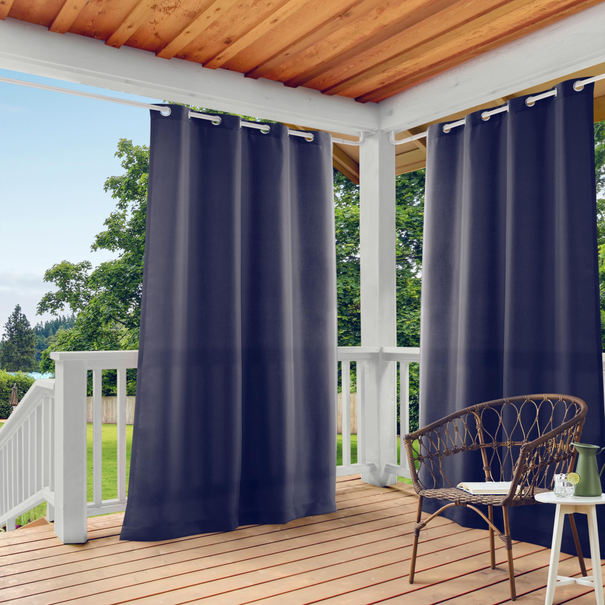 TOWN & COUNTRY BASICS front view showing dark navy panels for privacy and style