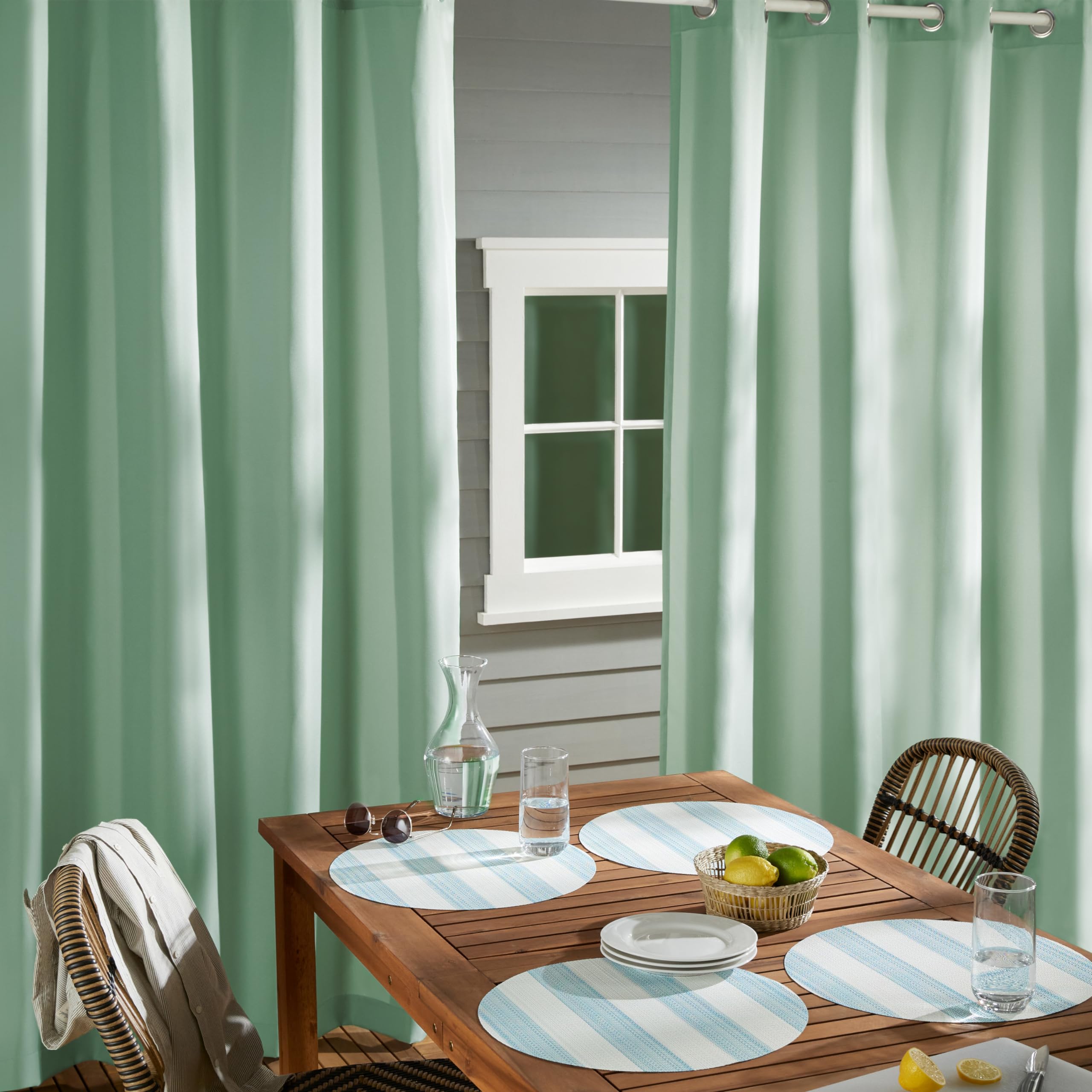 TOWN & COUNTRY BASICS stainless steel grommet detail for smooth hanging and rust resistance