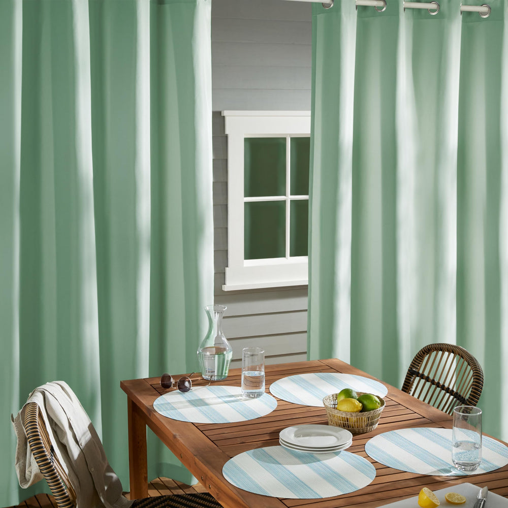 TOWN & COUNTRY BASICS stainless steel grommet detail for smooth hanging and rust resistance