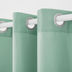 TOWN & COUNTRY BASICS stainless steel grommet top close-up for easy hanging benefit