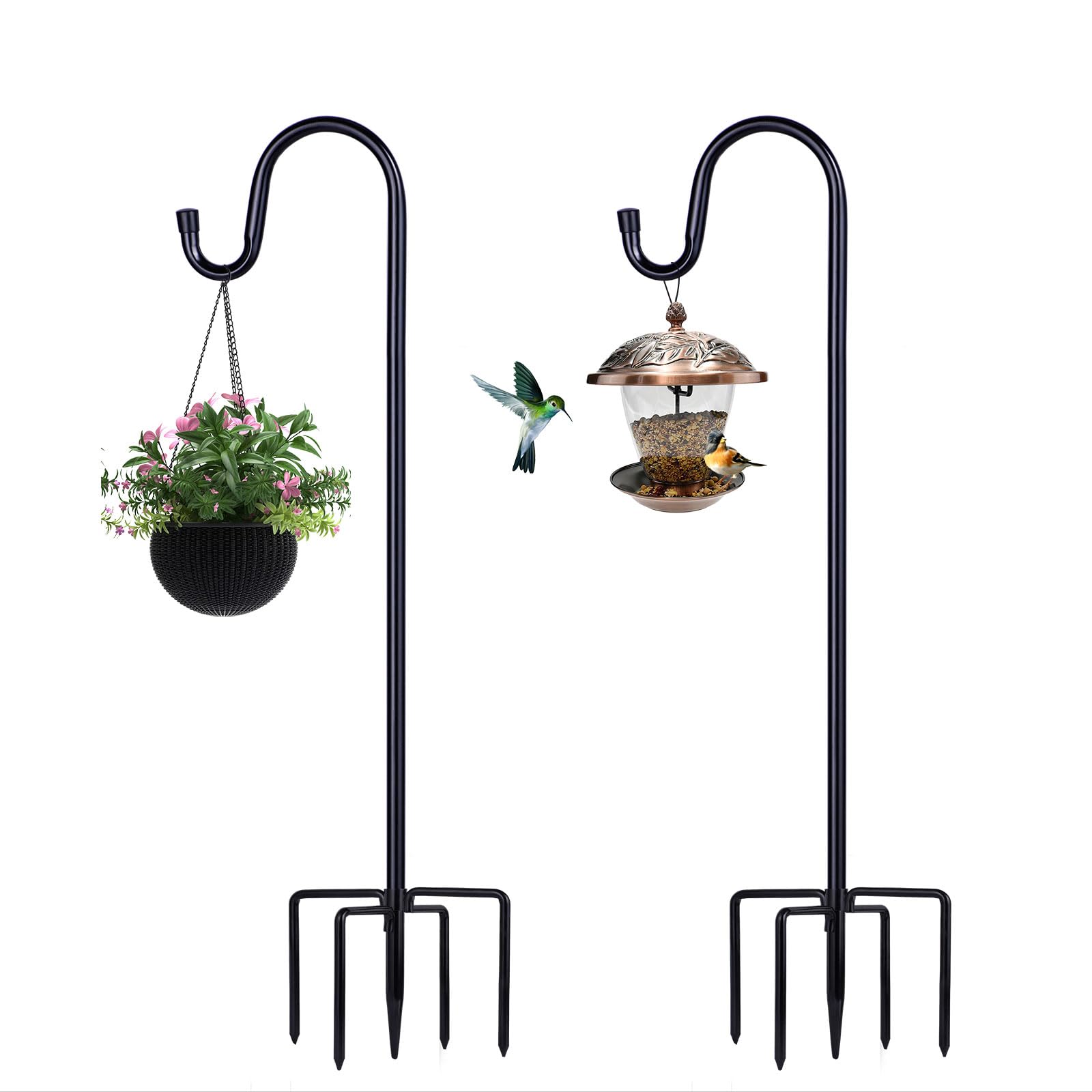 ToyHotels shepherd hooks front view showing two poles and tidy outdoor display benefit