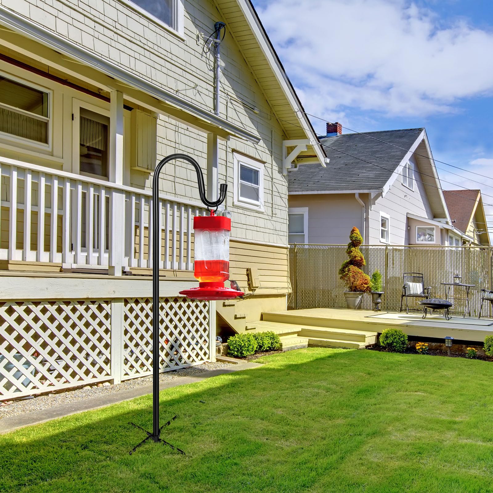 ToyHotels with hanging plant basket in garden demonstrating decorative appeal benefit