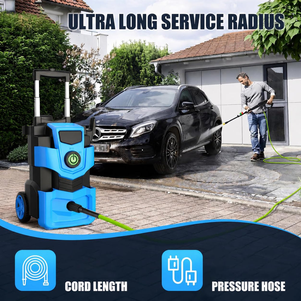 Toyqqeow pressure washer blasting driveway grime to restore concrete surfaces quickly