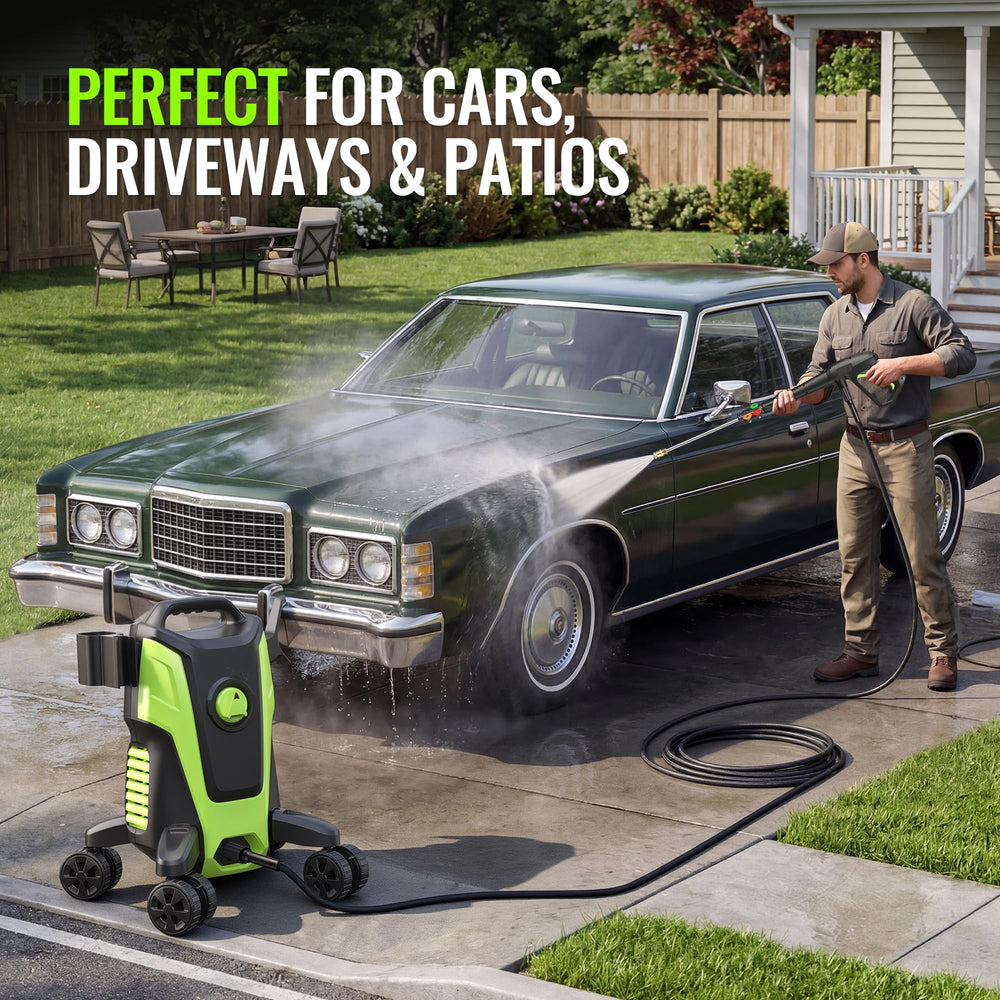 Toyqqeow washer cleaning a car demonstrating strong cleaning performance