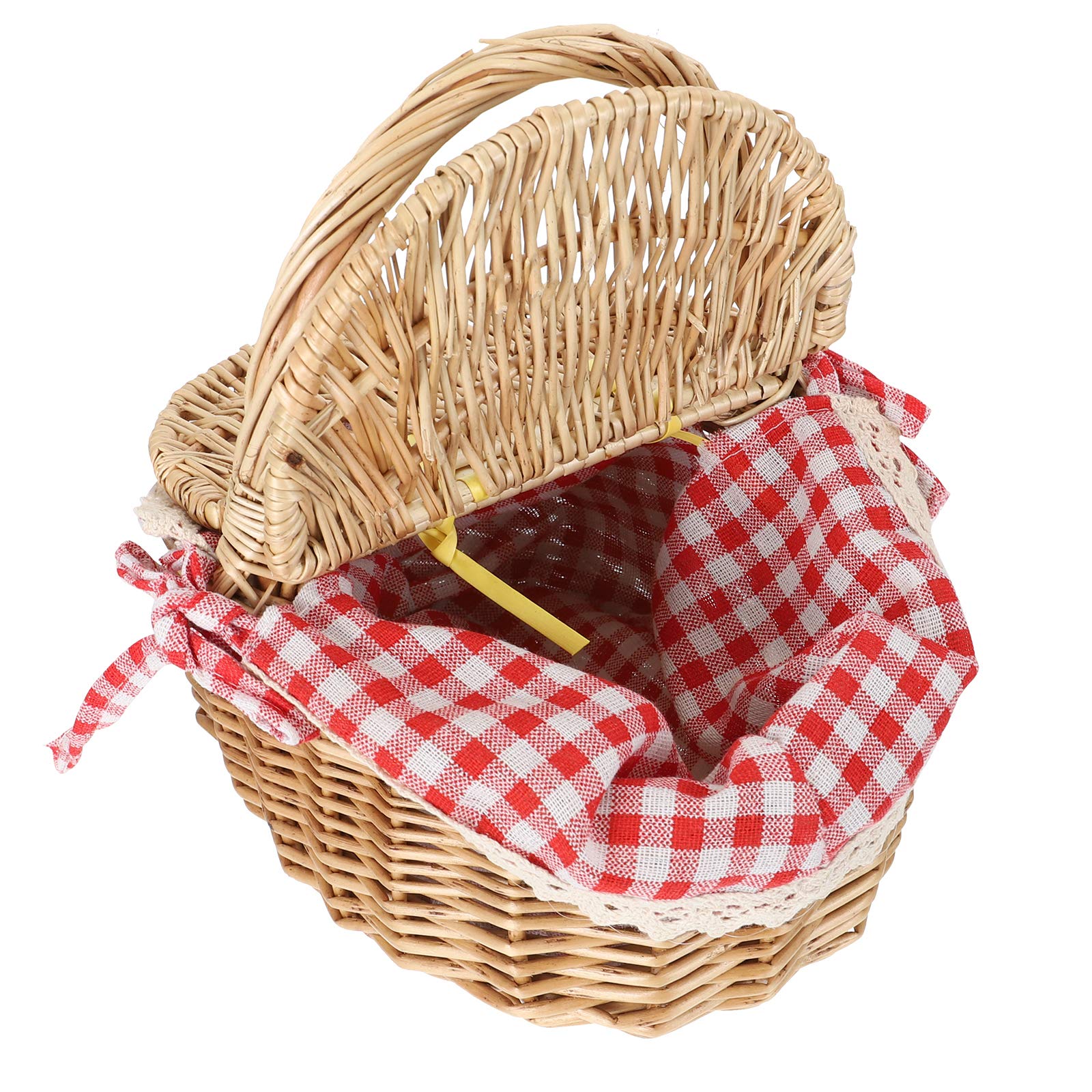 Toyvian front view of oval wicker picnic basket showing vintage shape and portability