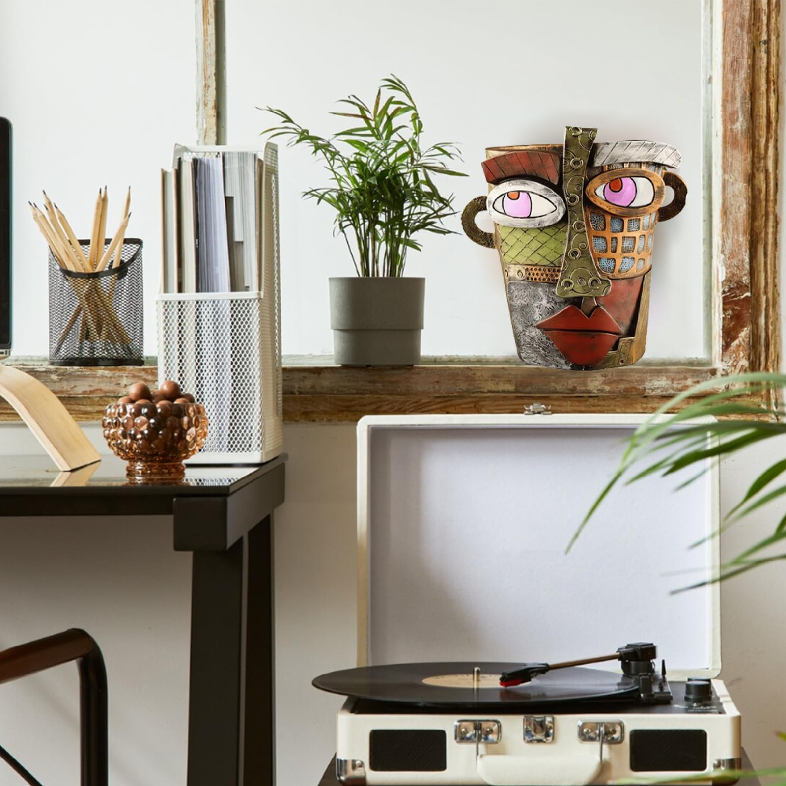 TOZLU planter with succulent on shelf adding artistic decor benefit