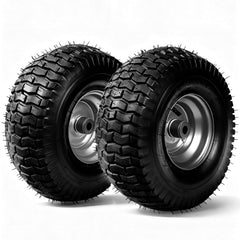 TPXQWL front wheel assembly showing complete tire and hub, improves mower handling