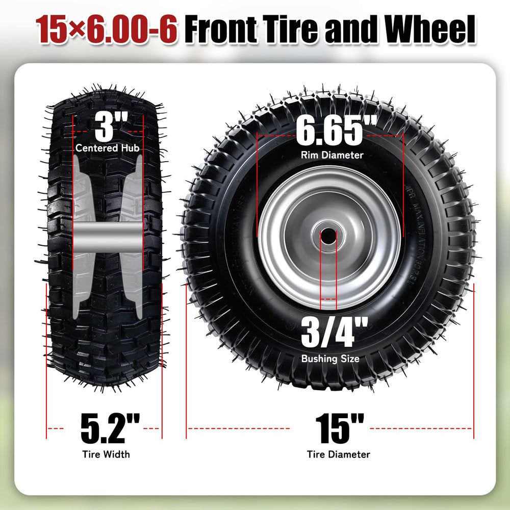 TPXQWL close-up turf tread pattern offering lawn-friendly traction and reduced damage