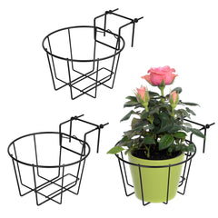 TQVAI front view of black metal hanging planter showing clean silhouette and space-saving benefit