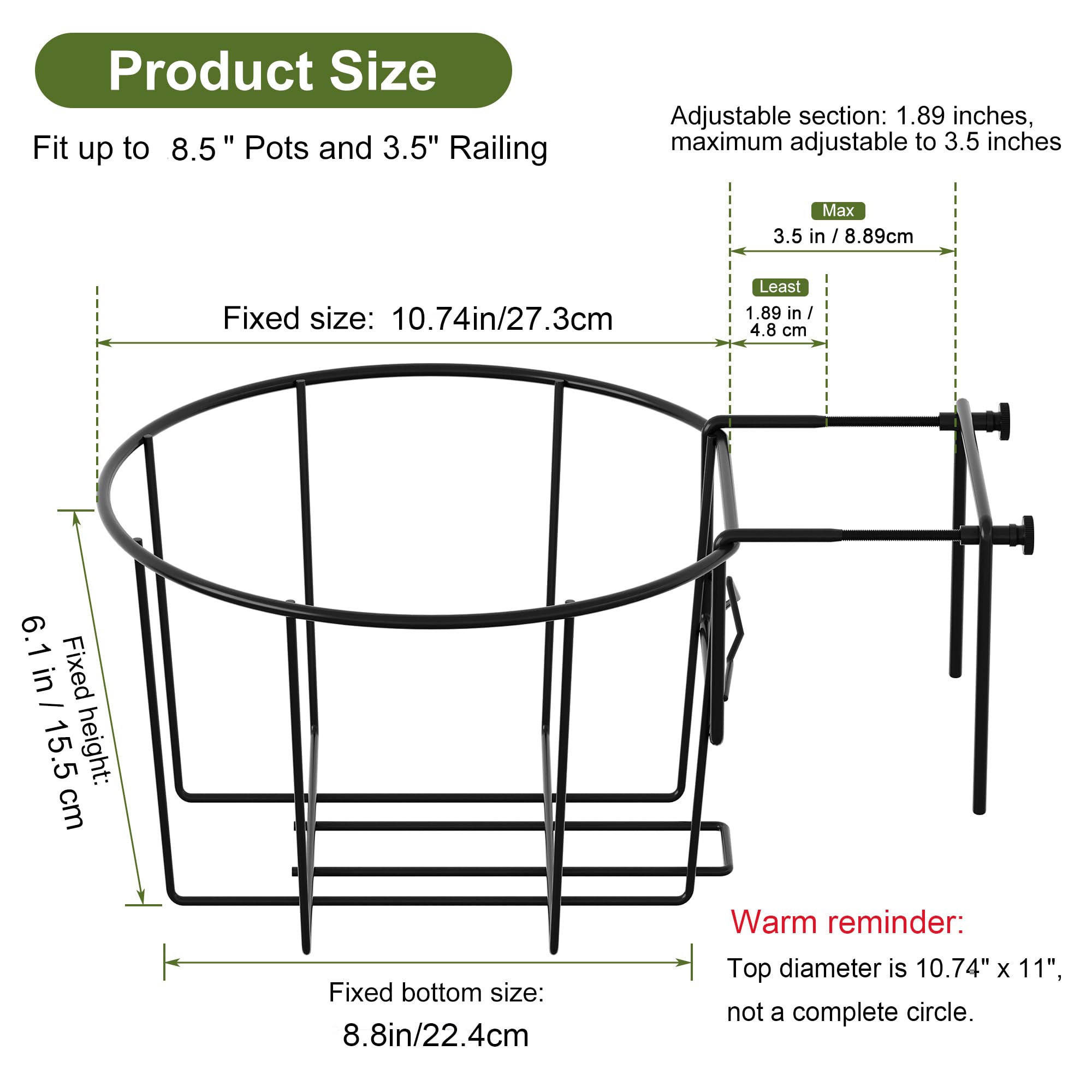 TQVAI planter holding an 8.5-inch pot showing pot compatibility and neat display benefit