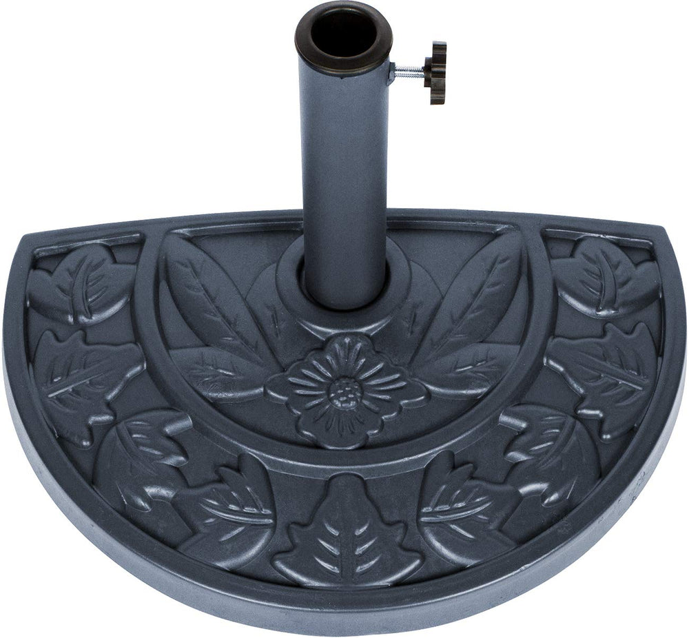 Trademark Innovations half umbrella base front view showing stable footprint and neutral gray finish
