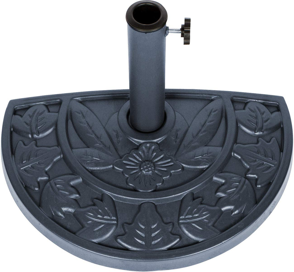 Trademark Innovations half umbrella base front view showing stable footprint and neutral gray finish