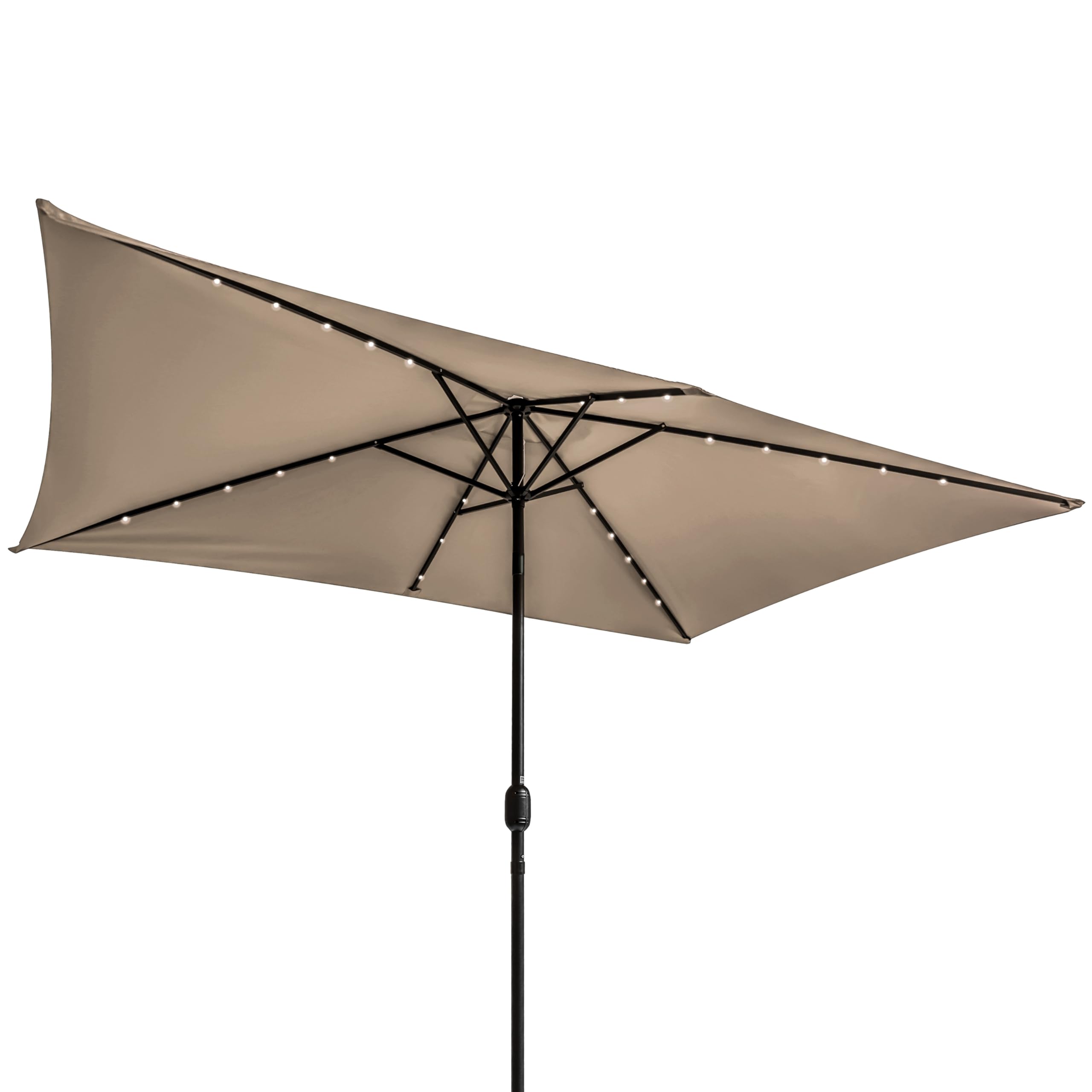 Trademark Innovations front view showing full tan rectangular canopy and shaded seating benefit