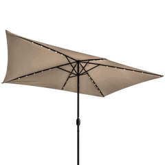 Trademark Innovations front view showing full tan rectangular canopy and shaded seating benefit