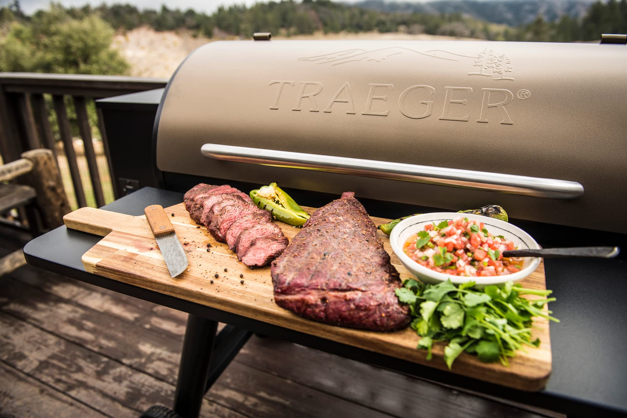 Traeger BAC363 used as prep station holding utensils and food for faster grilling