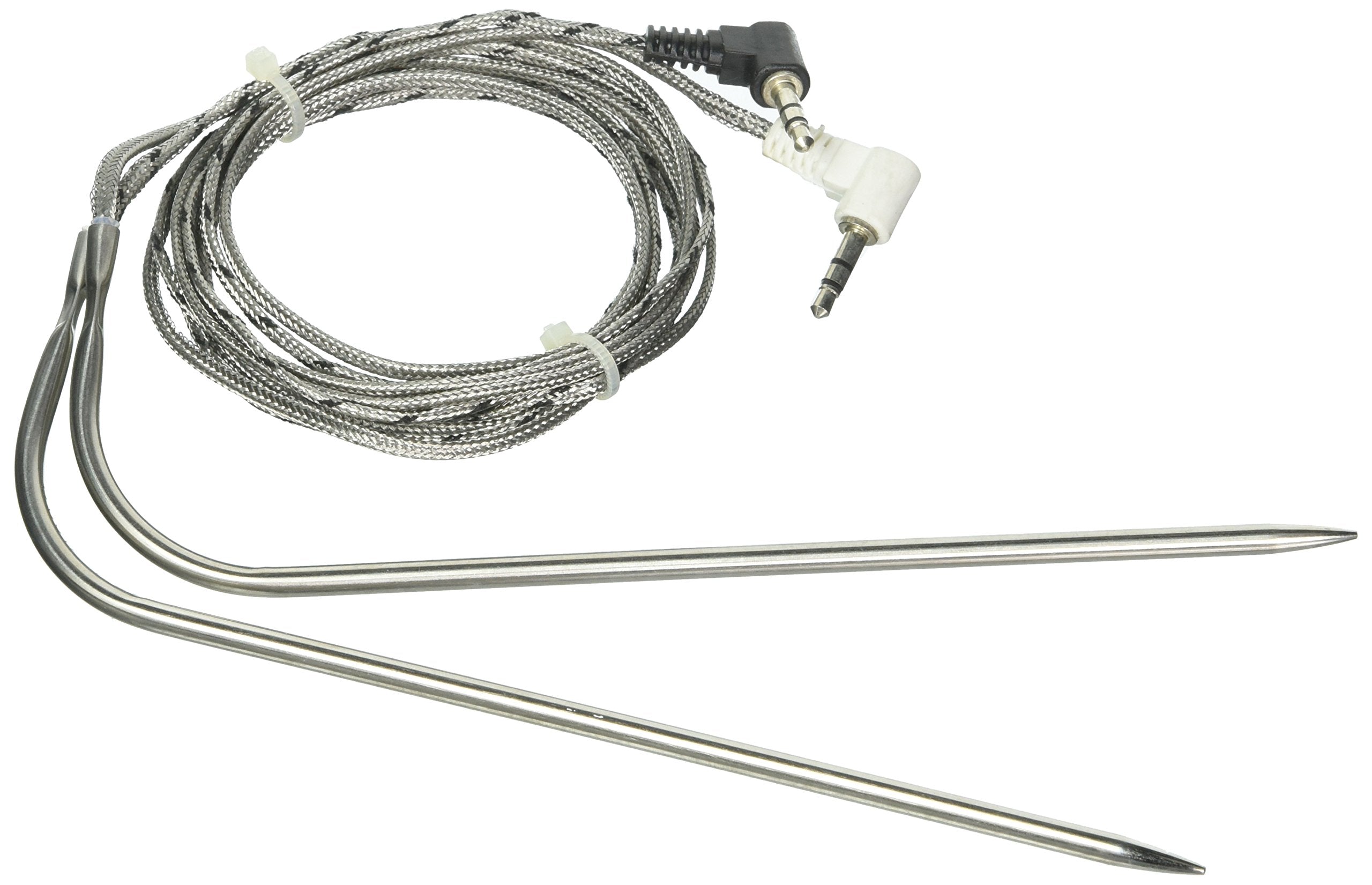 Traeger BAC431 front view stainless steel probe showing connector and durable cable benefit