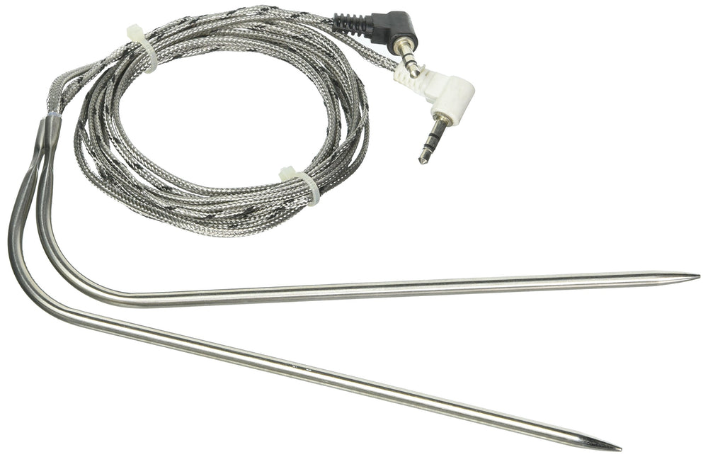 Traeger BAC431 front view stainless steel probe showing connector and durable cable benefit