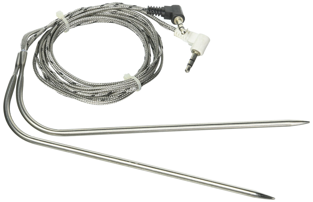 Traeger BAC431 front view stainless steel probe showing connector and durable cable benefit
