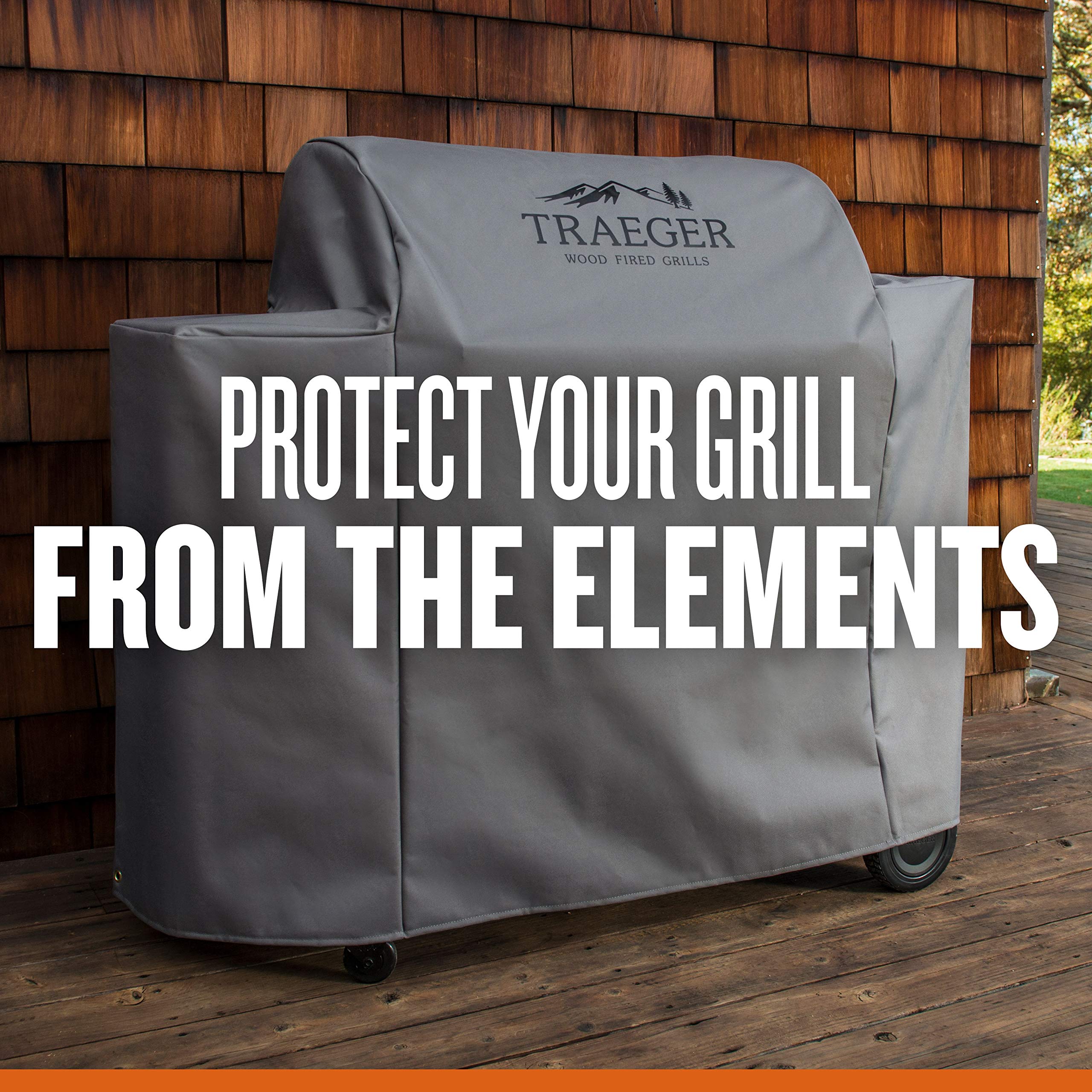 Traeger BAC513 on Ironwood 885 in backyard, protects grill from weather