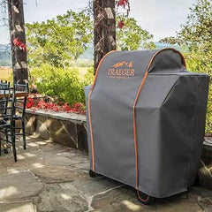 Traeger cover fabric close-up showing heavy-duty texture and water resistance