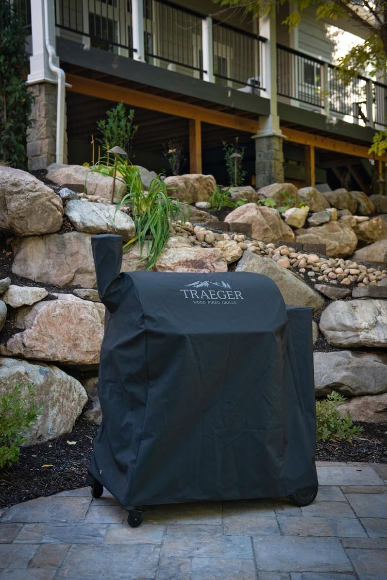 Traeger Pro 780 covered in backyard demonstrating protection from outdoor elements