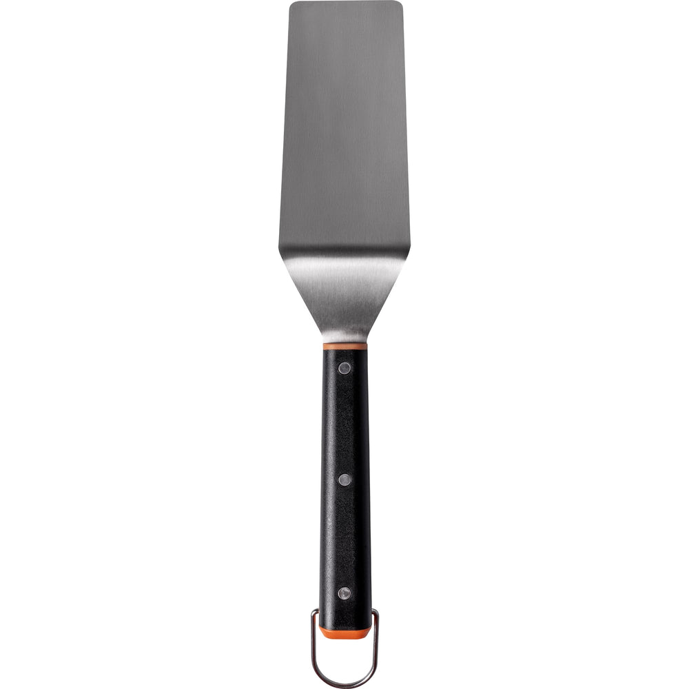 Traeger handle detail with hanging hook showing comfortable grip and storage benefit