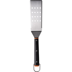 Traeger solid spatula close-up showing sturdy edge for effective pressing
