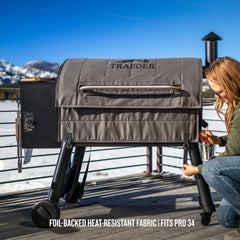Traeger insulation blanket close-up showing fabric and seams for heat retention benefit